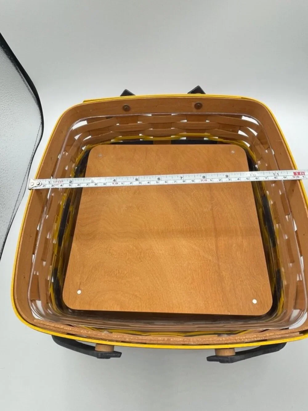 RARE 2009 Longaberger TeamSpirit Basket NavyBlue Yellow w/ Plastic Liner & Riser